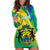 Gabon Hoodie Dress Coat Of Arms With Flag Gradient Style - Wonder Print Shop