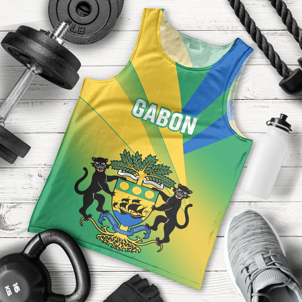 Gabon Men Tank Top Coat Of Arms With Flag Gradient Style - Wonder Print Shop