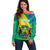 Gabon Off Shoulder Sweater Coat Of Arms With Flag Gradient Style - Wonder Print Shop