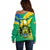 Gabon Off Shoulder Sweater Coat Of Arms With Flag Gradient Style - Wonder Print Shop