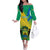 Gabon Off The Shoulder Long Sleeve Dress Coat Of Arms With Flag Gradient Style - Wonder Print Shop