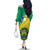 Gabon Off The Shoulder Long Sleeve Dress Coat Of Arms With Flag Gradient Style - Wonder Print Shop