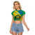 Gabon Raglan Cropped T Shirt Coat Of Arms With Flag Gradient Style - Wonder Print Shop