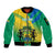 Gabon Sleeve Zip Bomber Jacket Coat Of Arms With Flag Gradient Style - Wonder Print Shop