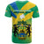 Gabon T Shirt Coat Of Arms With Flag Gradient Style - Wonder Print Shop