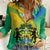 Gabon Women Casual Shirt Coat Of Arms With Flag Gradient Style - Wonder Print Shop