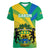 Gabon Women V Neck T Shirt Coat Of Arms With Flag Gradient Style - Wonder Print Shop