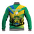 Presonalised Gabon Baseball Jacket Coat Of Arms With Flag Gradient Style - Wonder Print Shop