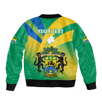 Green bomber jacket with flag gradient back print, YOUR TEXT, coat of arms emblem