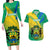 Presonalised Gabon Couples Matching Long Sleeve Bodycon Dress and Hawaiian Shirt Coat Of Arms With Flag Gradient Style - Wonder Print Shop