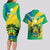 Presonalised Gabon Couples Matching Long Sleeve Bodycon Dress and Hawaiian Shirt Coat Of Arms With Flag Gradient Style - Wonder Print Shop