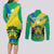 Presonalised Gabon Couples Matching Long Sleeve Bodycon Dress and Long Sleeve Button Shirts Coat Of Arms With Flag Gradient Style - Wonder Print Shop