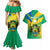 Presonalised Gabon Couples Matching Mermaid Dress and Hawaiian Shirt Coat Of Arms With Flag Gradient Style - Wonder Print Shop