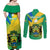 Presonalised Gabon Couples Matching Off Shoulder Maxi Dress and Long Sleeve Button Shirts Coat Of Arms With Flag Gradient Style - Wonder Print Shop