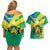 Presonalised Gabon Couples Matching Off Shoulder Short Dress and Hawaiian Shirt Coat Of Arms With Flag Gradient Style - Wonder Print Shop