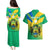 Presonalised Gabon Couples Matching Puletasi Dress and Hawaiian Shirt Coat Of Arms With Flag Gradient Style - Wonder Print Shop