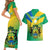 Presonalised Gabon Couples Matching Short Sleeve Bodycon Dress and Hawaiian Shirt Coat Of Arms With Flag Gradient Style - Wonder Print Shop