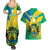 Presonalised Gabon Couples Matching Summer Maxi Dress and Hawaiian Shirt Coat Of Arms With Flag Gradient Style - Wonder Print Shop