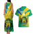 Presonalised Gabon Couples Matching Tank Maxi Dress and Hawaiian Shirt Coat Of Arms With Flag Gradient Style - Wonder Print Shop