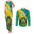 Presonalised Gabon Couples Matching Tank Maxi Dress and Long Sleeve Button Shirts Coat Of Arms With Flag Gradient Style - Wonder Print Shop