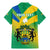 Presonalised Gabon Family Matching Mermaid Dress and Hawaiian Shirt Coat Of Arms With Flag Gradient Style - Wonder Print Shop