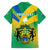 Presonalised Gabon Family Matching Puletasi Dress and Hawaiian Shirt Coat Of Arms With Flag Gradient Style - Wonder Print Shop