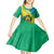 Presonalised Gabon Kid Short Sleeve Dress Coat Of Arms With Flag Gradient Style - Wonder Print Shop