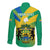 Presonalised Gabon Long Sleeve Button Shirt Coat Of Arms With Flag Gradient Style - Wonder Print Shop