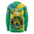 Presonalised Gabon Long Sleeve Shirt Coat Of Arms With Flag Gradient Style - Wonder Print Shop