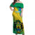 Presonalised Gabon Off Shoulder Maxi Dress Coat Of Arms With Flag Gradient Style - Wonder Print Shop