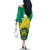 Presonalised Gabon Off The Shoulder Long Sleeve Dress Coat Of Arms With Flag Gradient Style - Wonder Print Shop