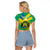 Presonalised Gabon Raglan Cropped T Shirt Coat Of Arms With Flag Gradient Style - Wonder Print Shop