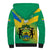 Presonalised Gabon Sherpa Hoodie Coat Of Arms With Flag Gradient Style - Wonder Print Shop