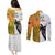 Fiji And Australia Rugby Couples Matching Puletasi Dress and Long Sleeve Button Shirts 2023 World Cup Aboriginal Mix Tapa Pattern - Wonder Print Shop