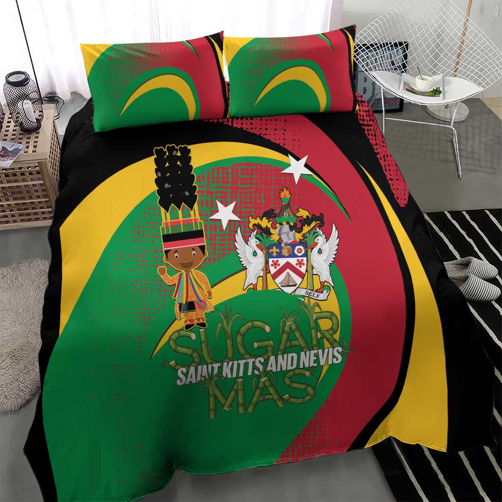 St Kitts and Nevis Sugar Mas Bedding Set Caribbean Masquerade Flag Color - Wonder Print Shop