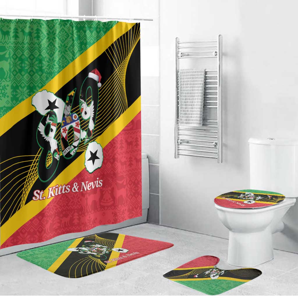 St Kitts and Nevis Christmas Bathroom Set 869 Proud With Map - Wonder Print Shop