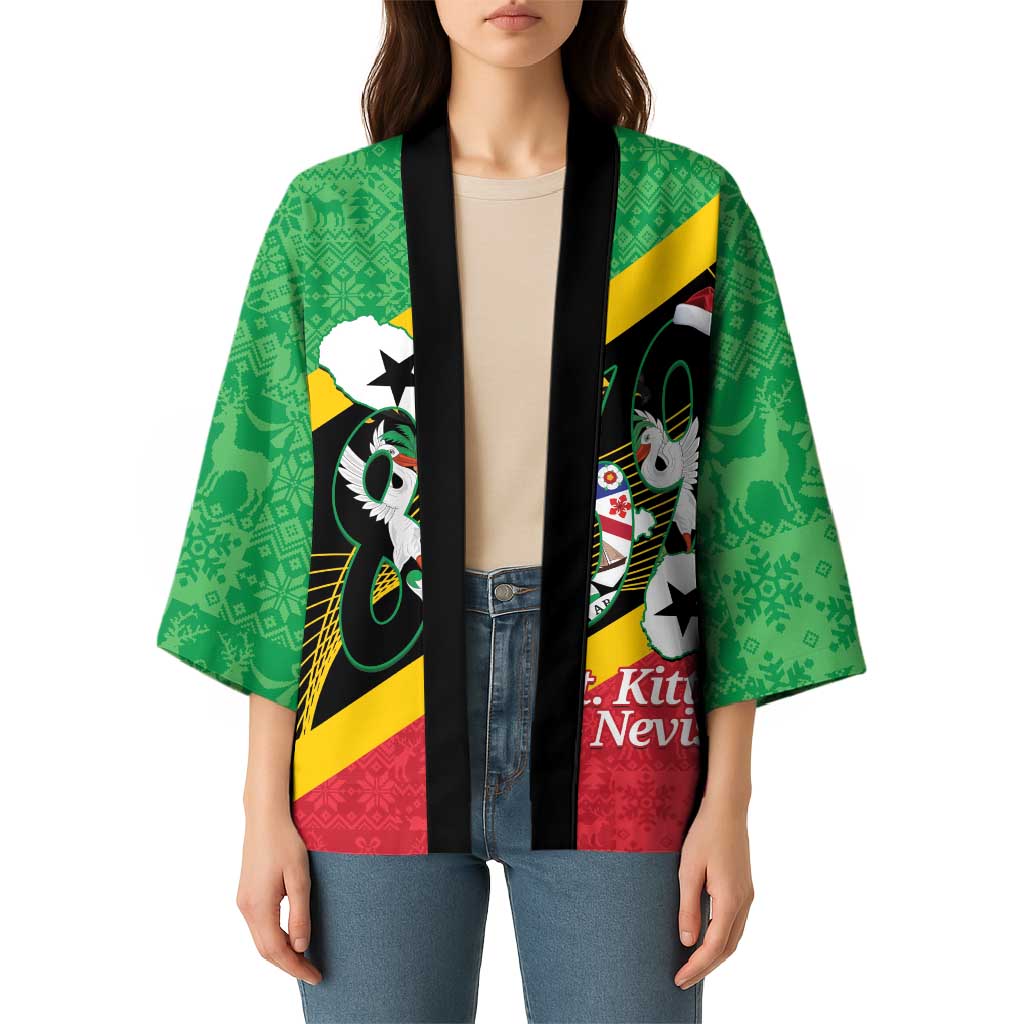 St Kitts and Nevis Christmas Kimono 869 Proud With Map - Wonder Print Shop