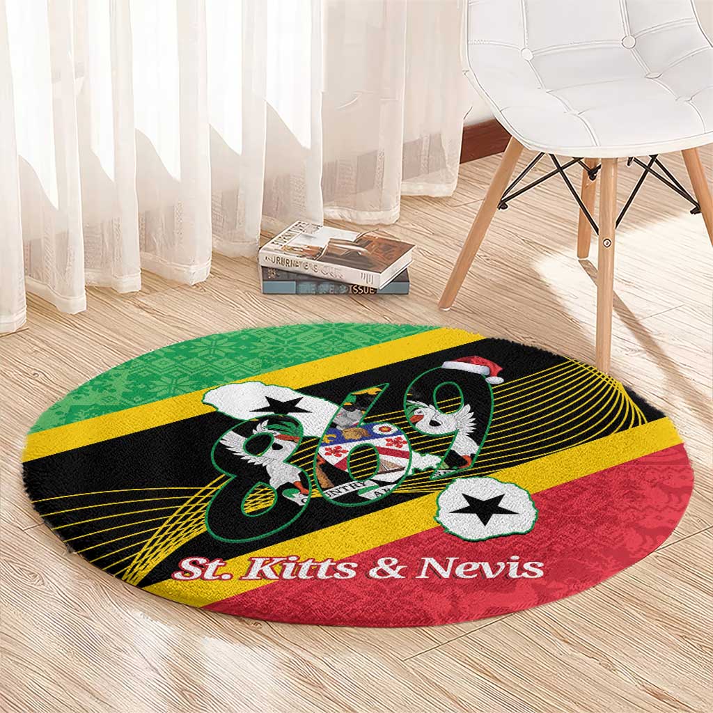 St Kitts and Nevis Christmas Round Carpet 869 Proud With Map - Wonder Print Shop