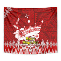 Red tapestry close-up with white crown artwork and “Happy King's Day” text