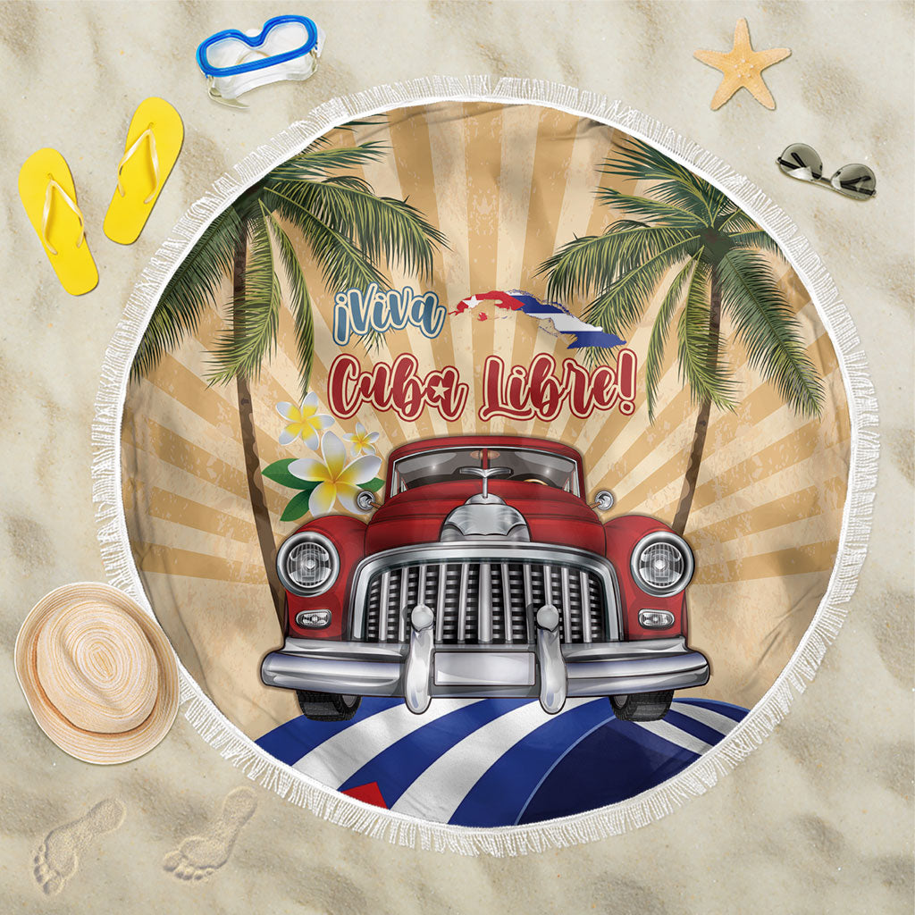 Viva Cuba Libre Beach Blanket Cuban Retro Car Tropical Vibes