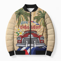 Personalized Viva Cuba Libre Bomber Puffer Jacket Cuban Retro Car Tropical Vibes