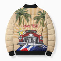 Personalized Viva Cuba Libre Bomber Puffer Jacket Cuban Retro Car Tropical Vibes