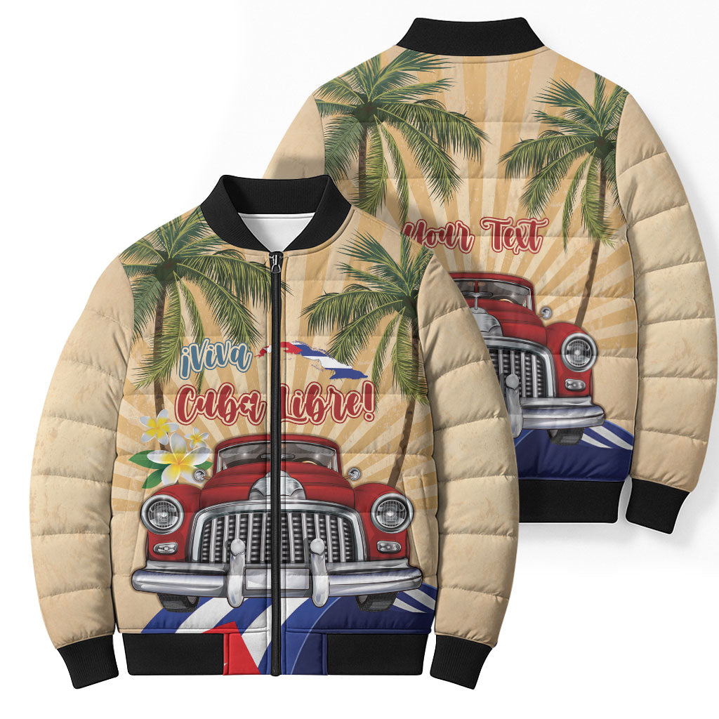 Personalized Viva Cuba Libre Bomber Puffer Jacket Cuban Retro Car Tropical Vibes