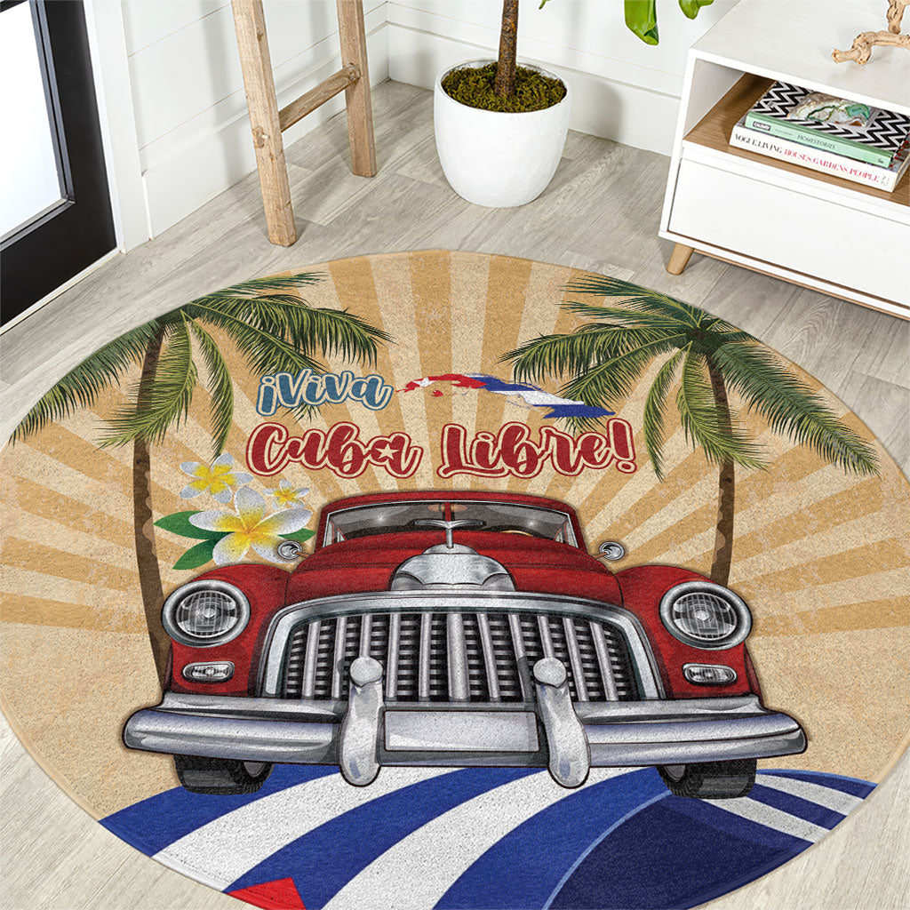 Viva Cuba Libre Round Carpet Cuban Retro Car Tropical Vibes