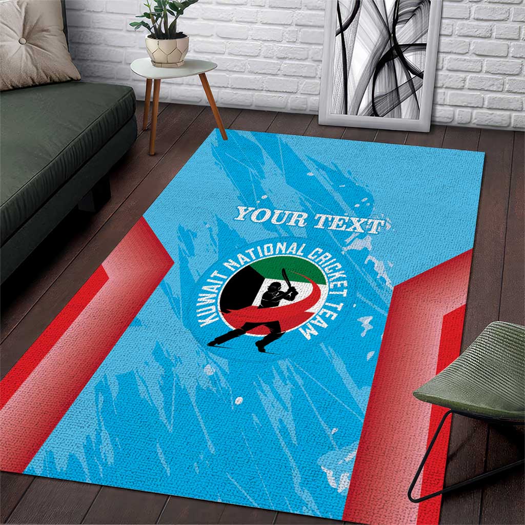 Custom Kuwait Cricket Area Rug Go Champions Grunge Style