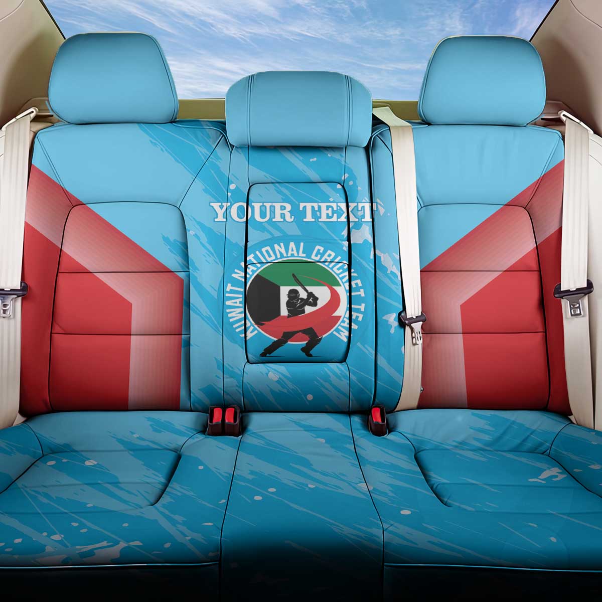 Custom Kuwait Cricket Back Car Seat Cover Go Champions Grunge Style