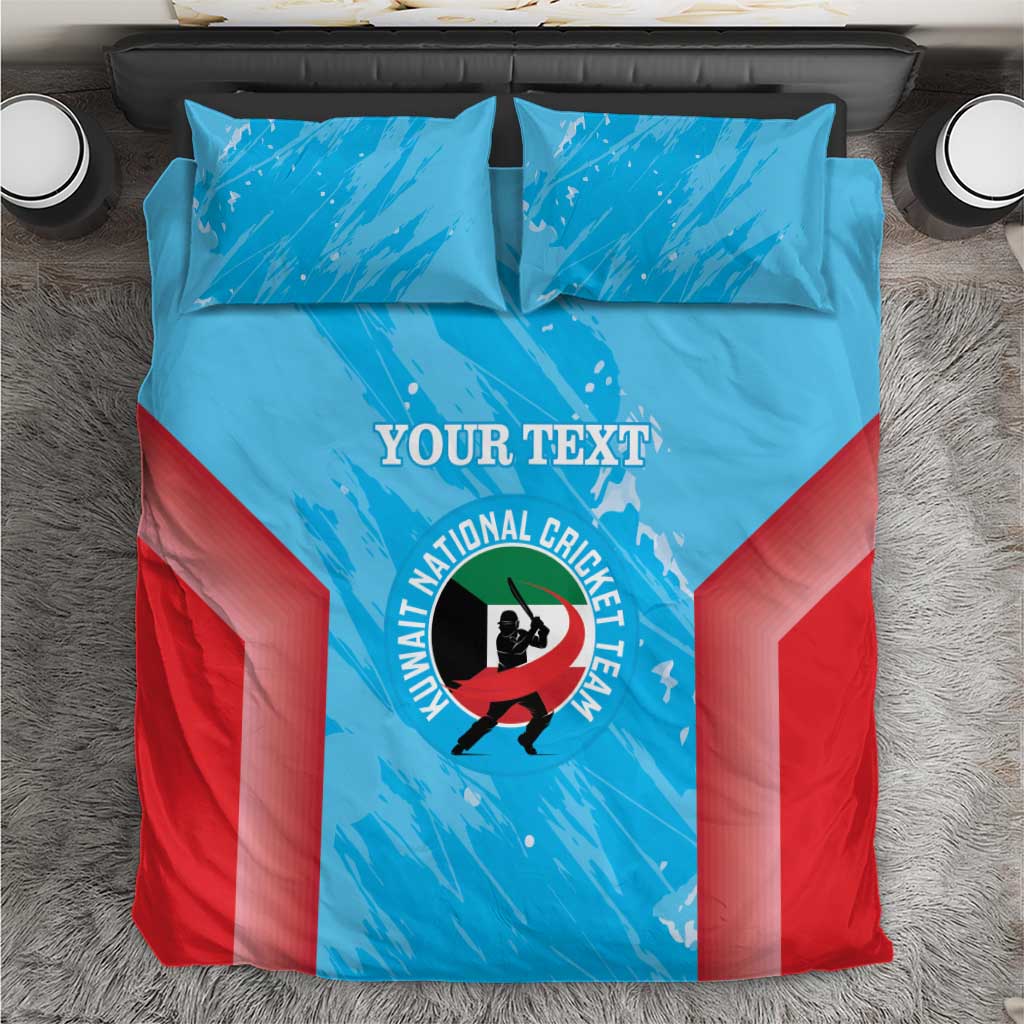 Custom Kuwait Cricket Bedding Set Go Champions Grunge Style