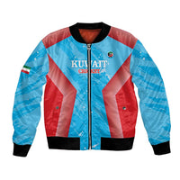 Unisex cricket bomber jacket with blue/red chevron front, full-zip, black rib trim