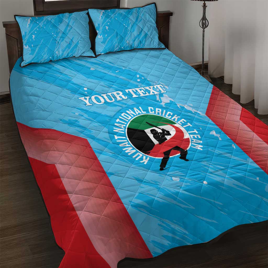 Custom Kuwait Cricket Quilt Bed Set Go Champions Grunge Style