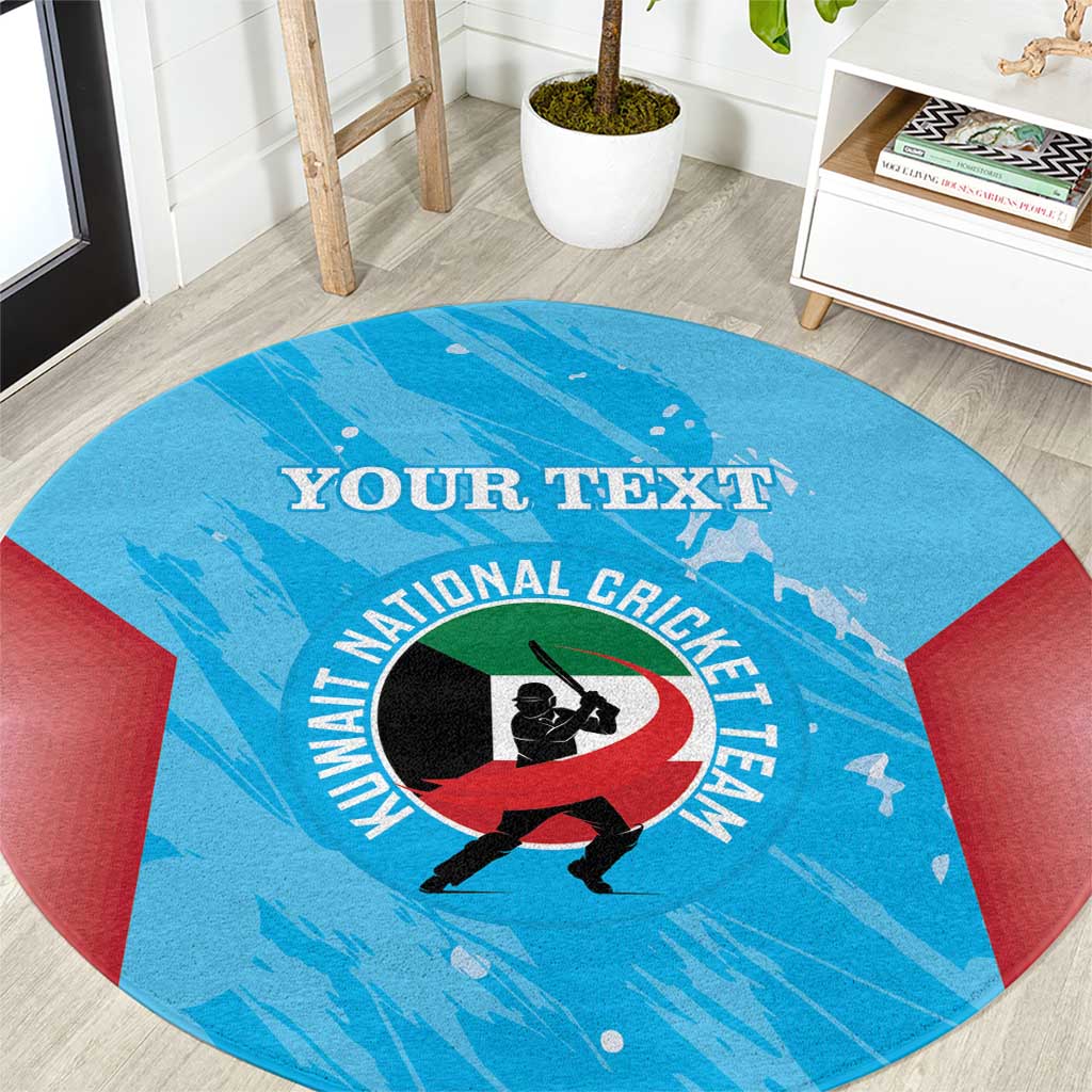 Custom Kuwait Cricket Round Carpet Go Champions Grunge Style